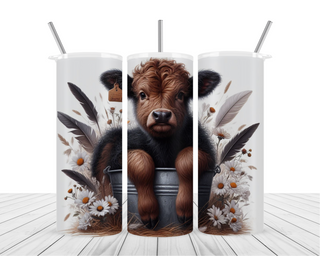 Highland Baby Cow Daisies 20oz Tumbler Wrap