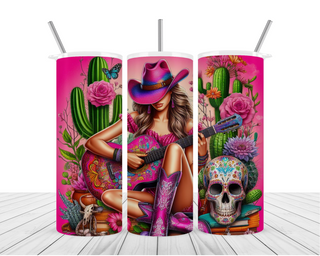 Sparkle Brunette Cowgirl 20oz Tumbler Wrap