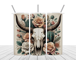 Boho Aztec Long Horn Skull 20oz Tumbler Wrap