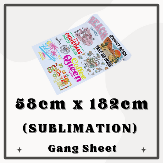 58cm x 182cm Sublimation Gang Sheet