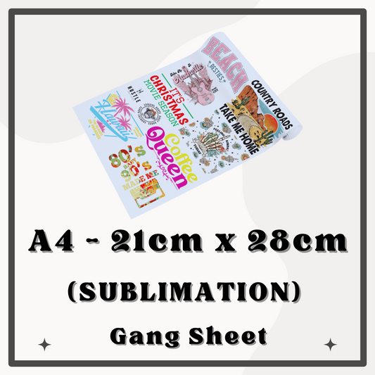 A4 - (21cm x 28cm) Sublimation Gang Sheet