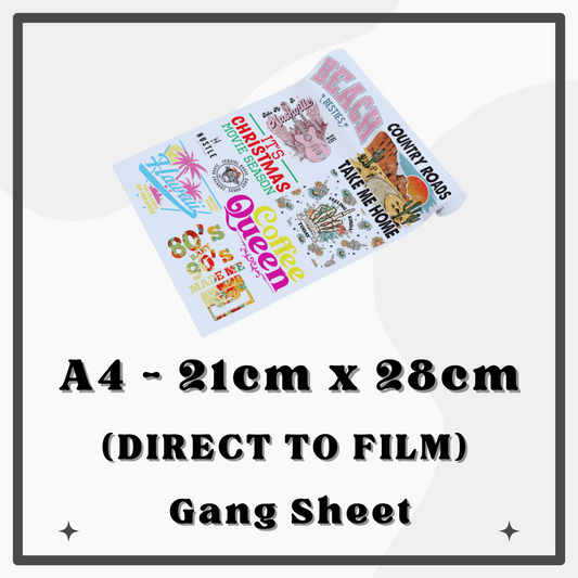 A4 - (21cm x 28cm) DTF Gang Sheet