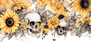 40oz Sunflower Gothic Skulls Sublimation Wrap