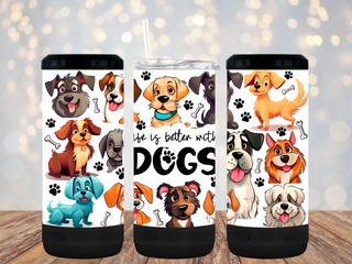 "Life is better with Dogs" 16oz 4-in-1 Bluetooth Speaker Tumbler