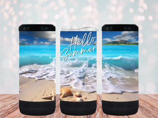 "Hello Summer" 16oz 4-in-1 Bluetooth Speaker Tumbler