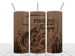 "Fishing Therapy" 20oz Tumbler Wrap