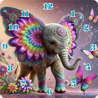 Square Clock Magical Elephant Print