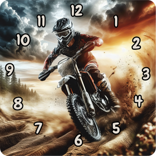 Square Clock Motorbike Print