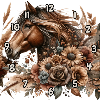 Square Clock Natural Beauty Horse Print