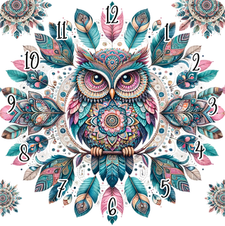 Square Clock Pretty Owl Print