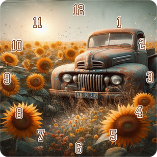 Square Clock Vintage Truck Print