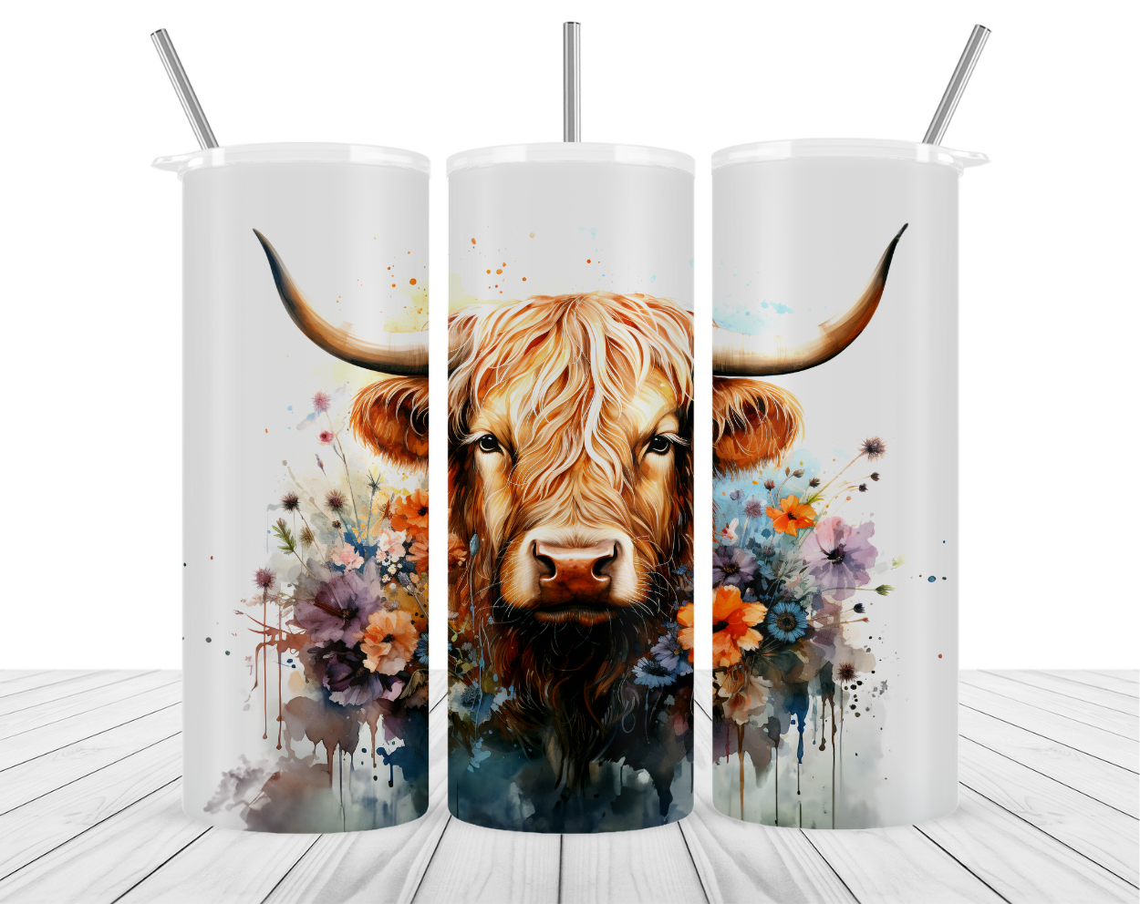 "Highland Watercolor Cow" Tumbler