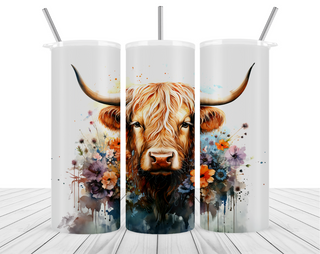 "Highland Watercolor Cow" Tumbler